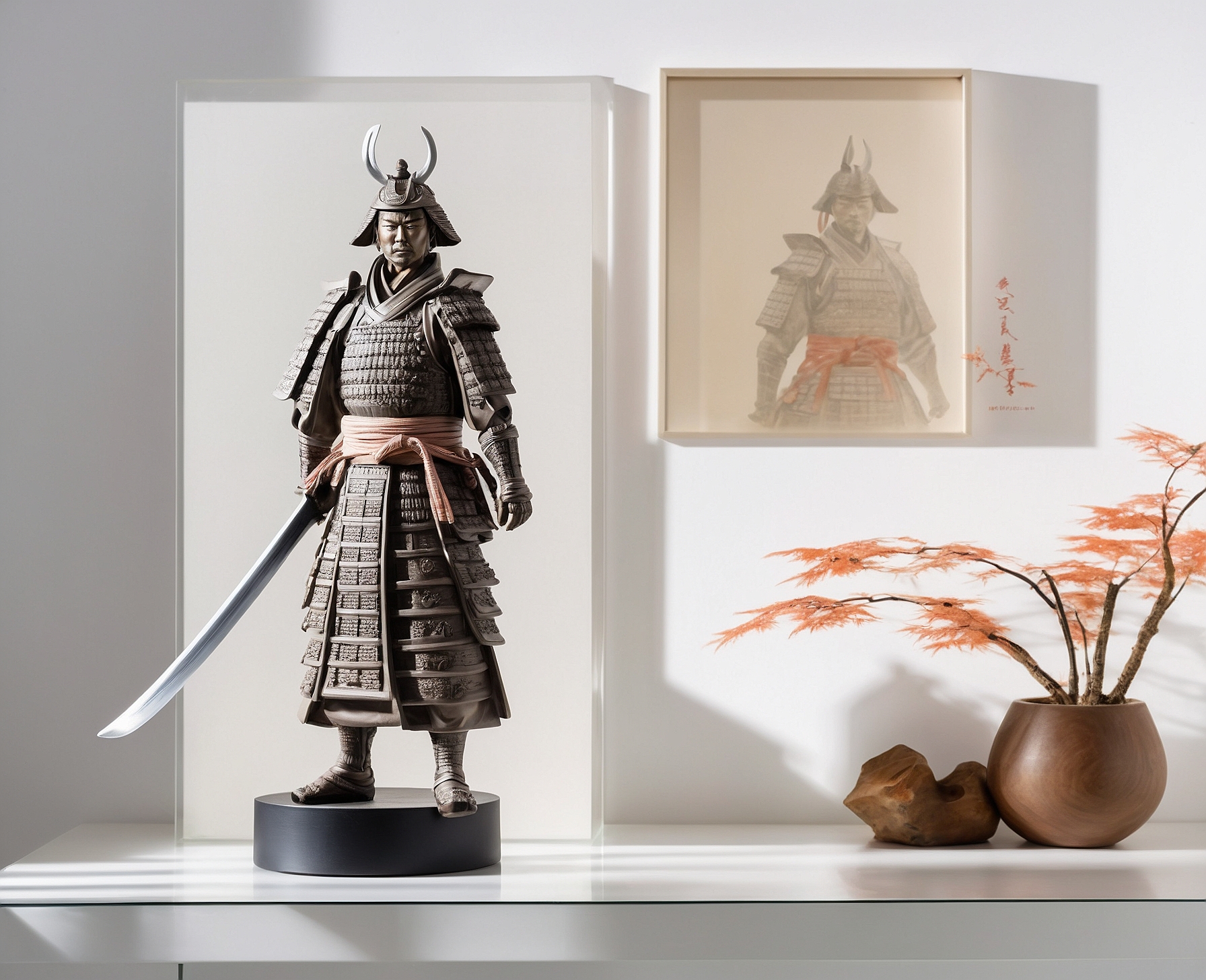 Figura Realista Samurai Cuadro Pintado - Imagen 4
