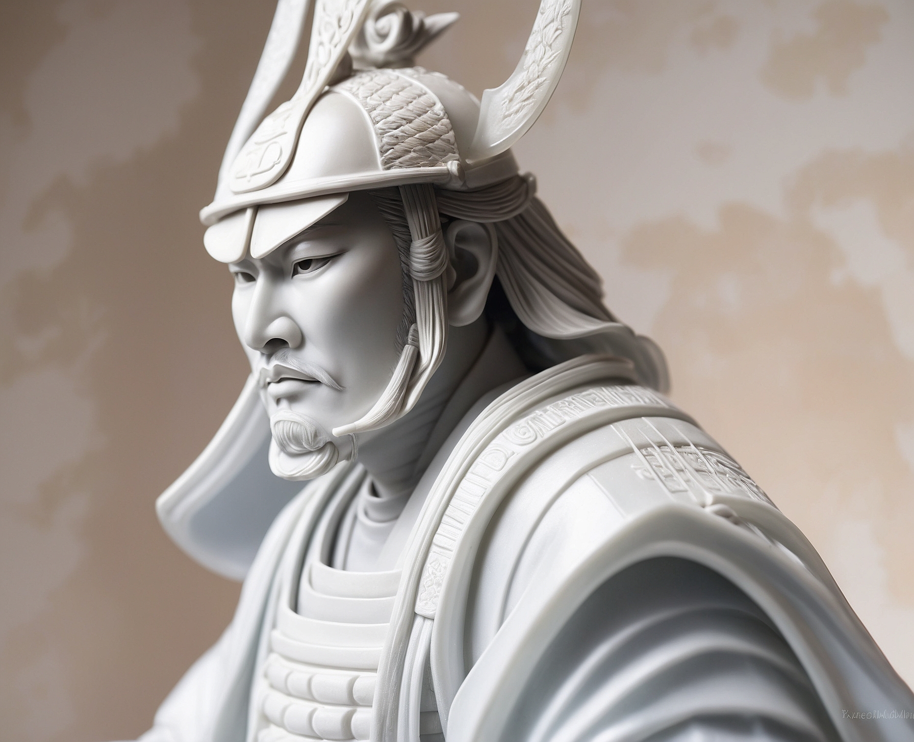 Figura Realista Samurai Cuadro Pintado - Imagen 2