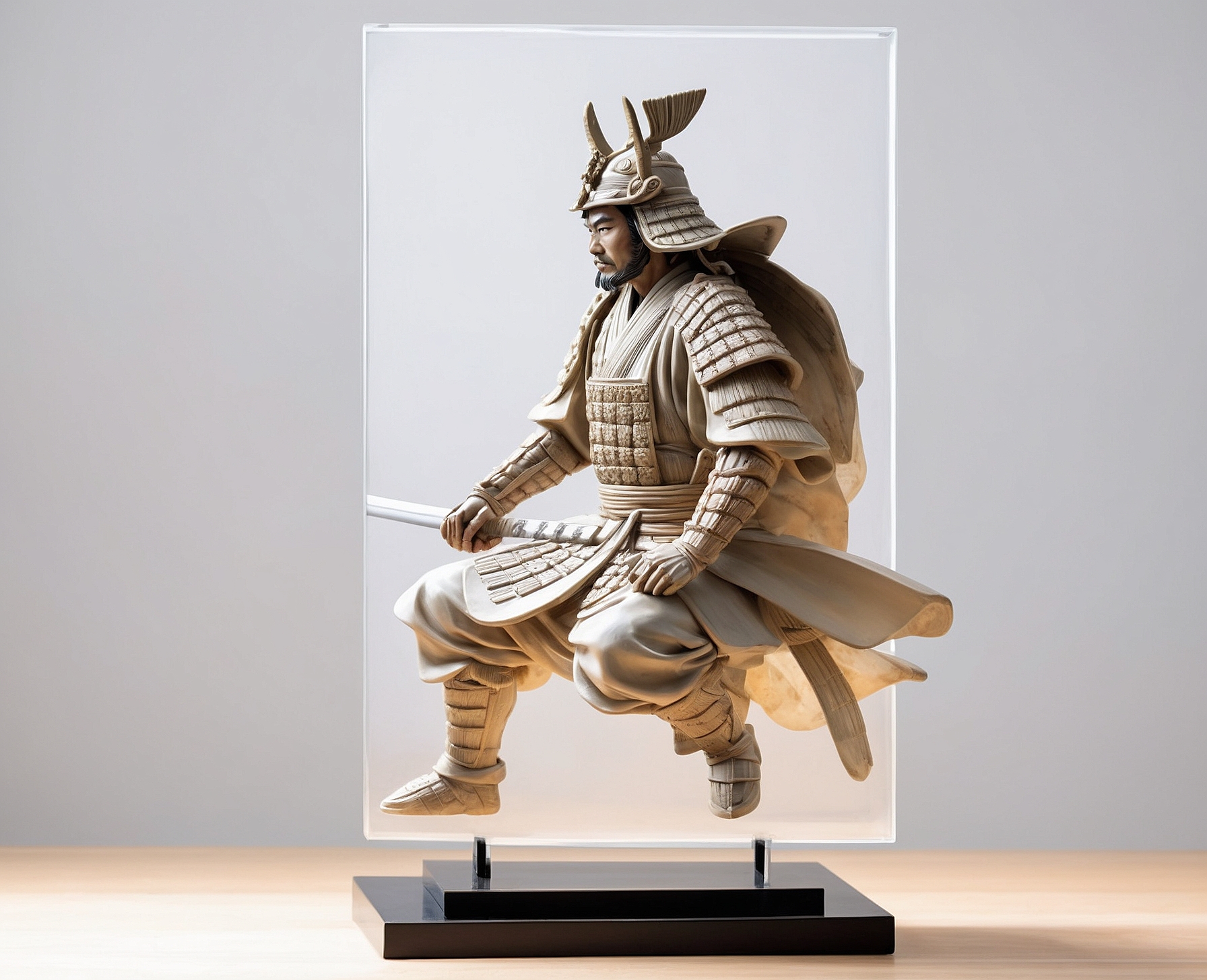 Figura Realista Samurai Cuadro Pintado - Imagen 3