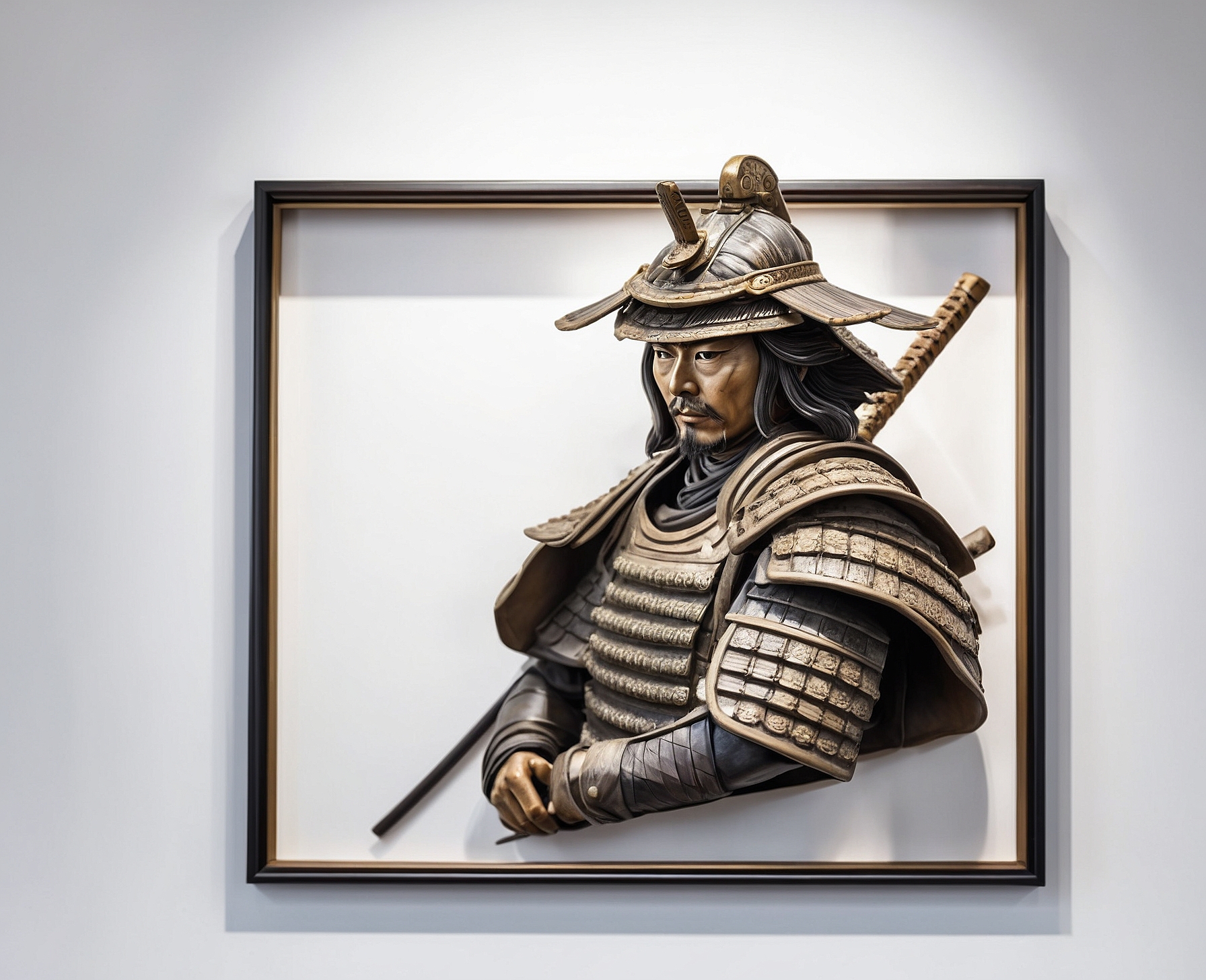 Figura Realista Samurai en Cuadro Pintado - Imagen 4