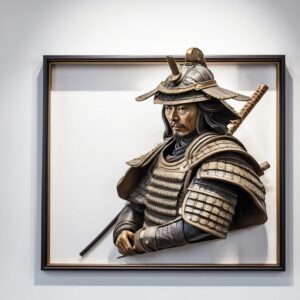 Figura Realista Samurai en Cuadro Pintado