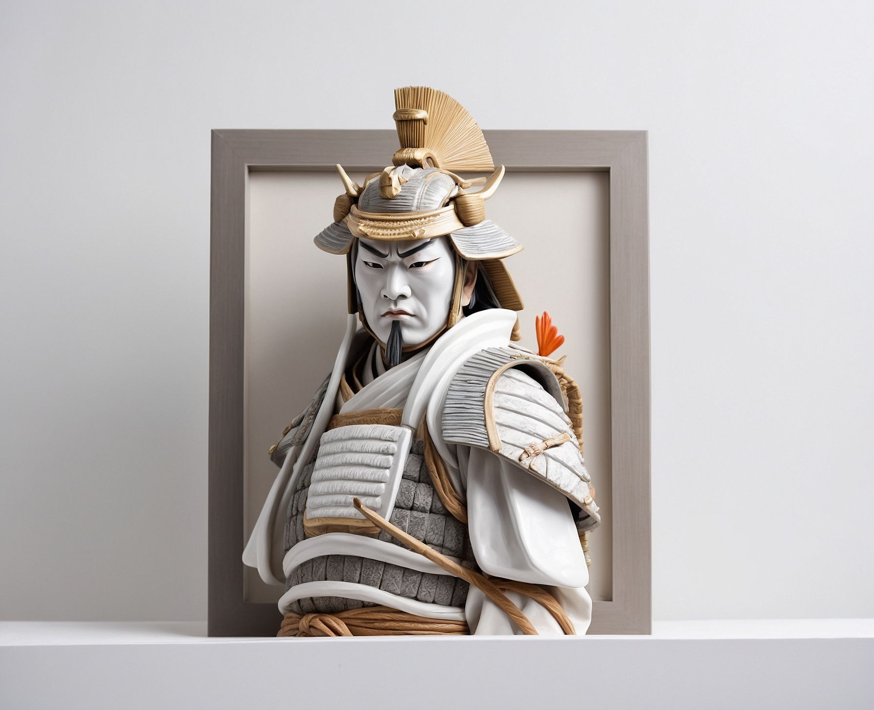 Figura Realista Samurai en Cuadro Pintado - Imagen 2
